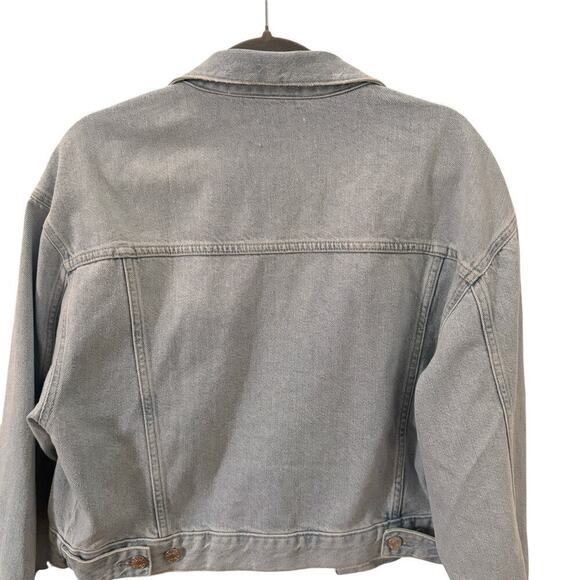 Rails Cropped Indigo Denim Jean Jacket in "Faded Blue Distress" Size Large - Picture 10 of 13